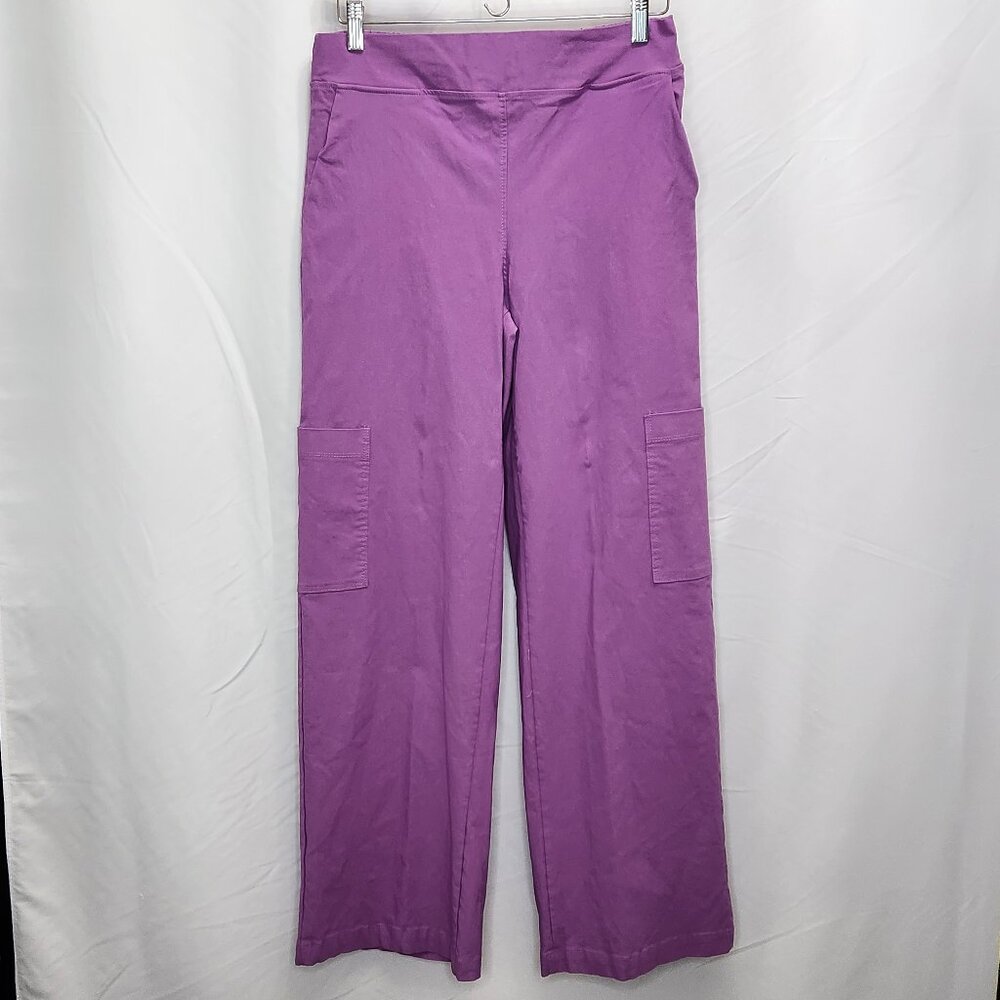 If She Loves High Rise Cargo Pants Womens Large L Purple Stretch Pull On VV17